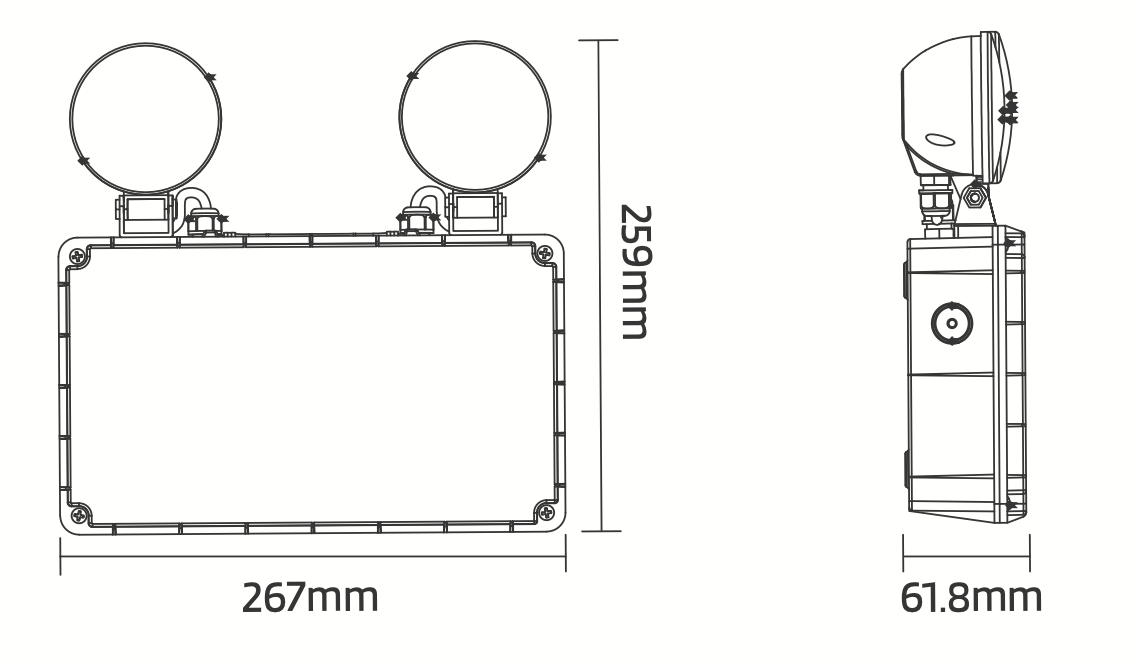 NESO – Surface Mounted IP Rated Twin Emergency Spotlight